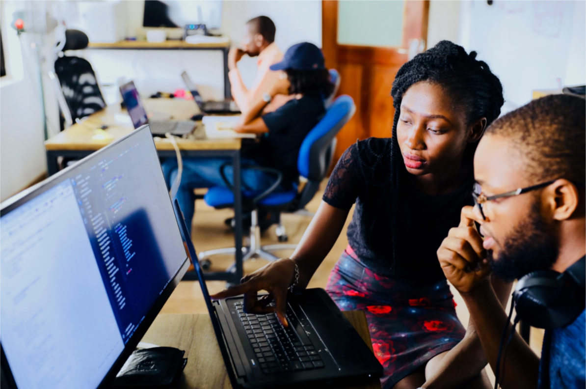 students at laptop and computer