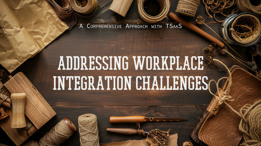 sewing table background with text Addressing Workplace Integration Challenges